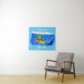 Funny frilly nek lizard surfende cartoon wandkleed (In Situ (horizontaal))
