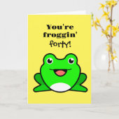 Funny Frog 40th Birthday Kaart (Gele Bloem)