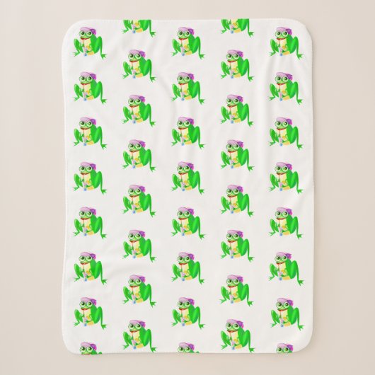 Funny Frog Baby Sherpa Blanket Deken (Voorkant)
