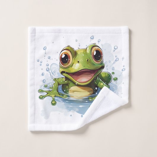 Funny frog bad handdoek (Wasdoekje)