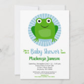 Funny Frog Boys Baby shower Invitation Kaart (Voorkant)