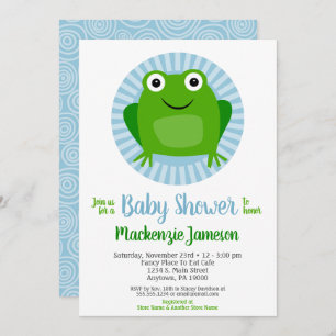 Funny Frog Boys Baby shower Invitation Kaart