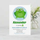Funny Frog Boys Birthday Uitnodiging (Staand voorkant)