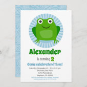 Funny Frog Boys Birthday Uitnodiging (Voorkant / Achterkant)