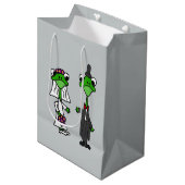 Funny Frog Bride en Groom Gift Bag Medium Cadeauzakje (Voorkant Gekanteld)