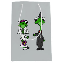 Funny Frog Bride en Groom Gift Bag Medium Cadeauzakje