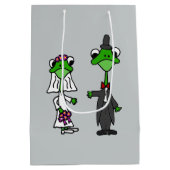 Funny Frog Bride en Groom Gift Bag Medium Cadeauzakje (Achterkant)