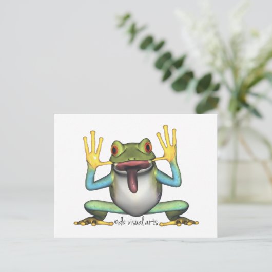 Funny Frog briefkaart postkaart (Staand voorkant)
