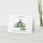 Funny Frog Bunny, Eggs & Paasmand Paasfeest Kaart (Voorkant)