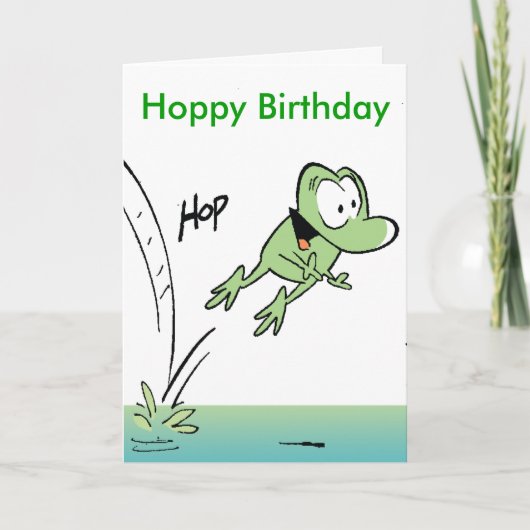 Funny Frog Cartoon Hoppy Verjaardag Kaart (Voorkant)