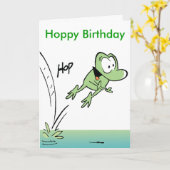 Funny Frog Cartoon Hoppy Verjaardag Kaart (Gele Bloem)