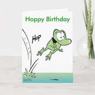 Funny Frog Cartoon Hoppy Verjaardag Kaart
