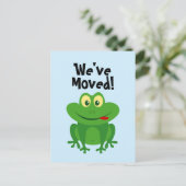Funny frog cartoon verandering adres verplaatst briefkaart (Staand voorkant)