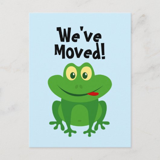 Funny frog cartoon verandering adres verplaatst briefkaart (Voorkant)