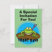 Funny frog cartoon verjaardagsuitnodiging kaart (Achterkant)