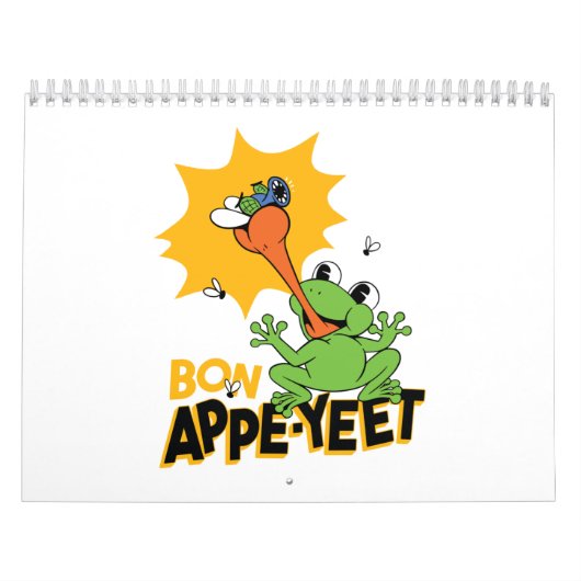 Funny Frog Cating Fly Cartoon Classic Round  Kalender (Hoes)