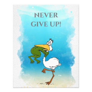 Funny Frog Choking Bird Inspirerend Poster