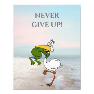 Funny Frog Choking Bird Inspirerend Poster