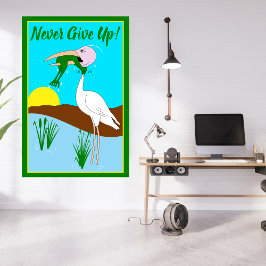 Funny Frog Choking Bird Inspirerend Poster