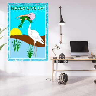 Funny Frog Choking Bird Inspirerend Poster