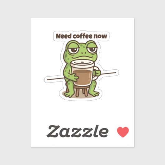 Funny Frog Coffee Meme Cartoon Sticker (Vel)