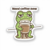 Funny Frog Coffee Meme Cartoon Sticker (Voorkant)