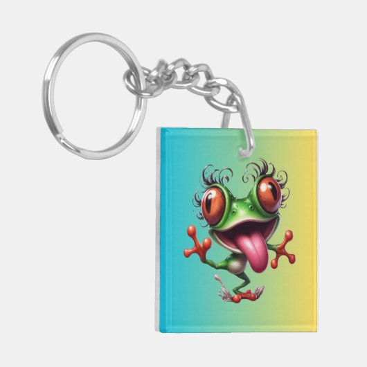 Funny Frog Columbus Day Sleutelhanger (Voorkant Links)