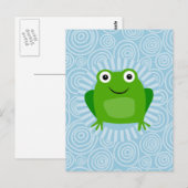 Funny Frog - Cute Froggy op Blue Briefkaart (Voorkant / Achterkant)