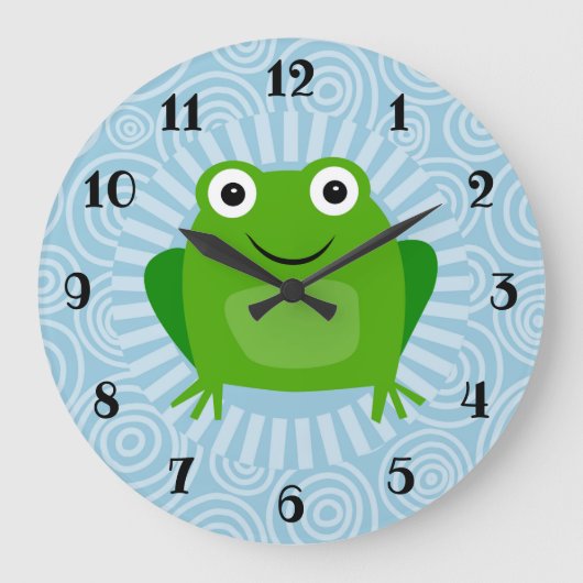 Funny Frog - Cute Froggy op Blue Grote Klok (Voorkant)