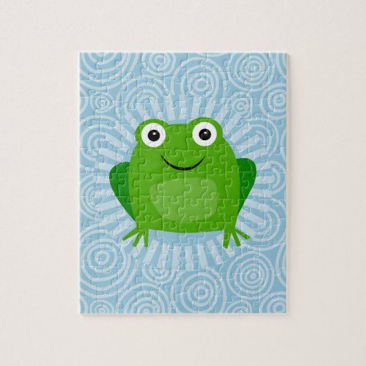 Funny Frog - Cute Froggy op Blue Legpuzzel (Verticaal)