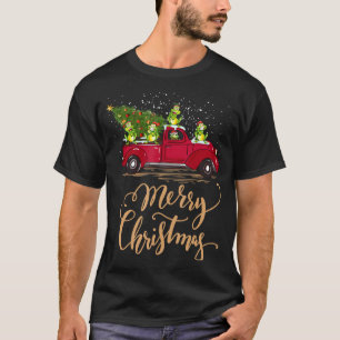Funny Frog Driving Kerstmis Truck Kikker Chris T-shirt