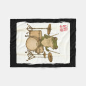 Funny Frog Drum Rock Music Kawaii Japanese  Fleece Deken (Voorkant (Horizontaal))
