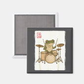 Funny Frog Drum Rock Music Kawaii Japanese  Magneet (Voorkant / Achterkant)