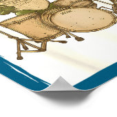 Funny Frog Drum Rock Music Kawaii Japanese  Poster (Hoek)