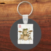 Funny Frog Drum Rock Music Kawaii Japanese  Sleutelhanger (Voorkant)