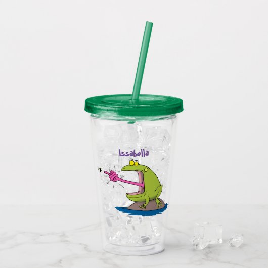 Funny frog en cartoon acryl drinkbeker (Achterkant ijs)