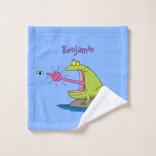 Funny frog en cartoon bad handdoek (Wasdoekje)