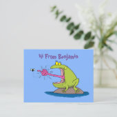 Funny frog en cartoon briefkaart (Staand voorkant)