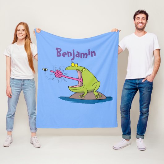 Funny frog en cartoon fleece deken (In situ)