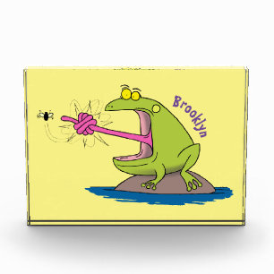 Funny frog en cartoon fotoblokken