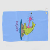Funny frog en cartoon golfhanddoek (Horizontaal)