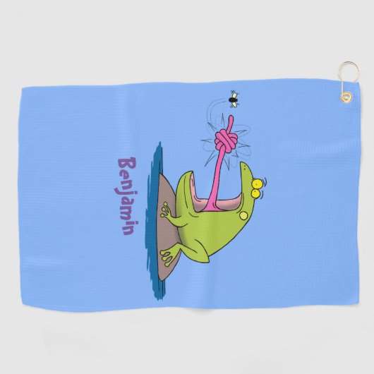 Funny frog en cartoon golfhanddoek (Horizontaal)