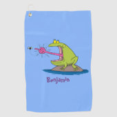 Funny frog en cartoon golfhanddoek (Voorkant)