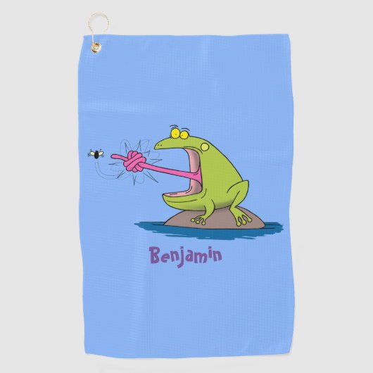 Funny frog en cartoon golfhanddoek (Voorkant)