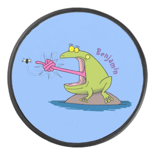 Funny frog en cartoon hockey puck (Voorkant)