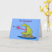 Funny frog en cartoon kaart (Gele Bloem)