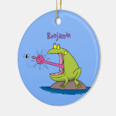 Funny frog en cartoon keramisch ornament (Links)