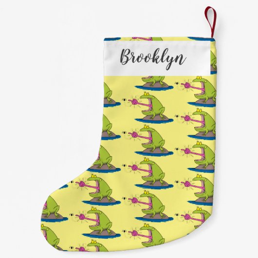 Funny frog en cartoon kleine kerstsok (Achterkant)