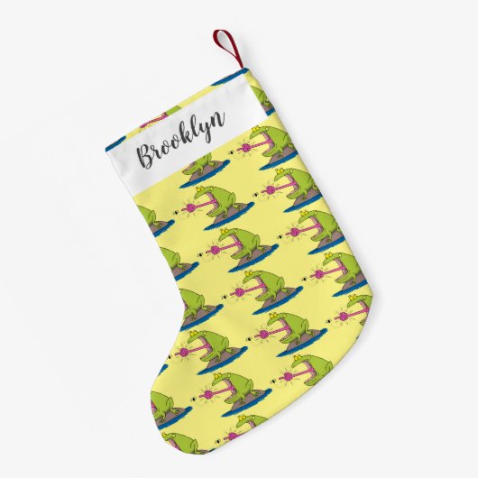 Funny frog en cartoon kleine kerstsok (Achterkant (Hangend))