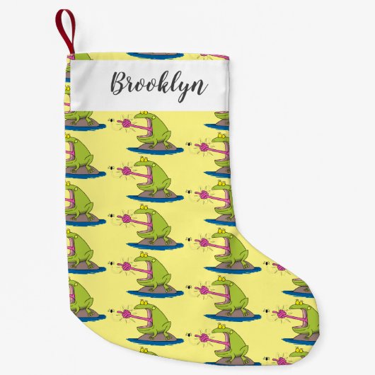 Funny frog en cartoon kleine kerstsok (Voorkant)